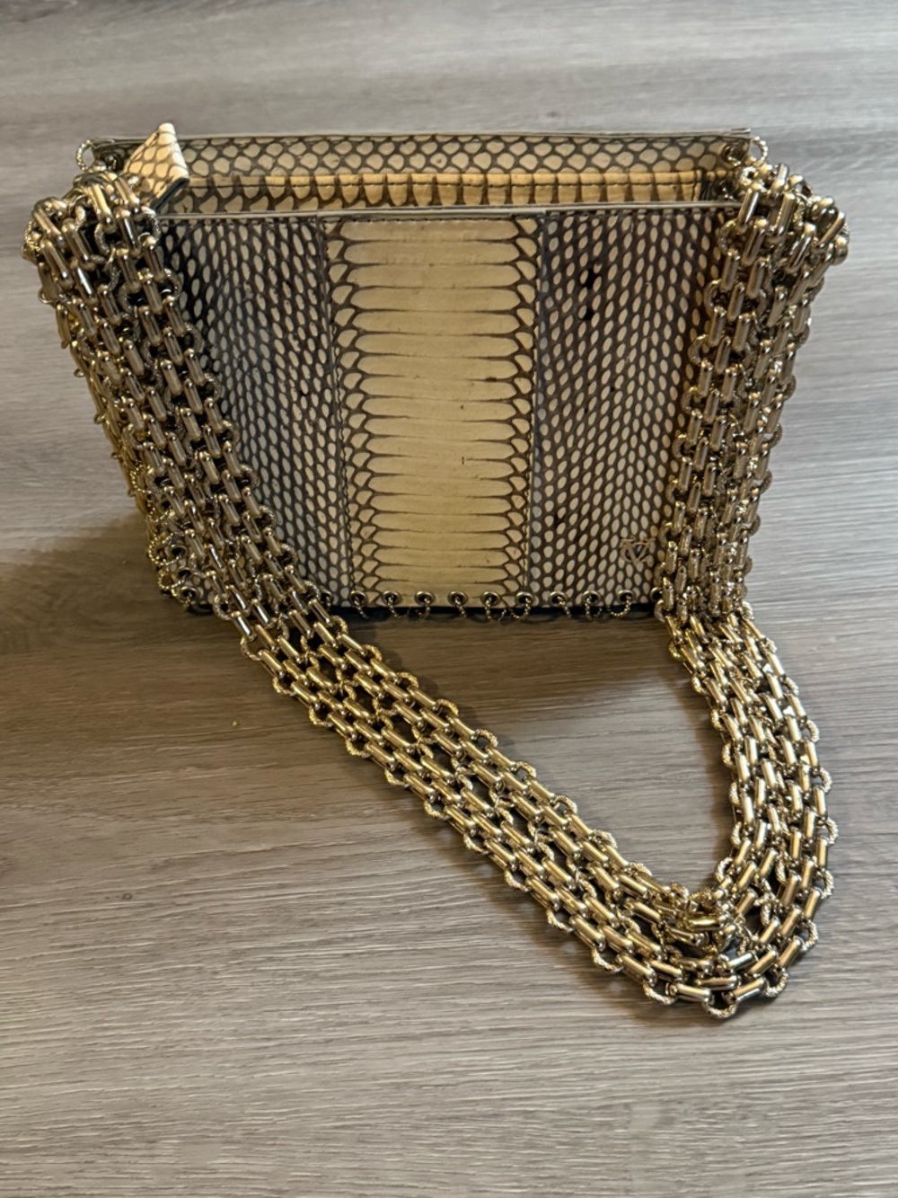 Vince Camuto Gold Chain Python-Print Shoulder Bag